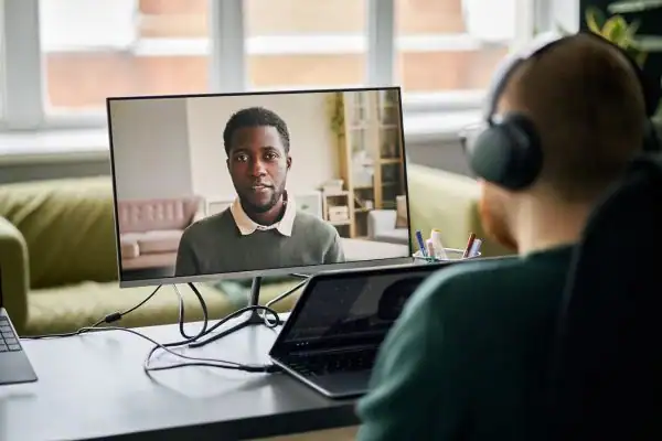 Man attending online mediation Hampshire MIAMS session